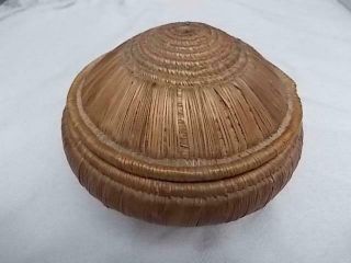 672 / Early 20th Century African Hand Woven Basket With Lid