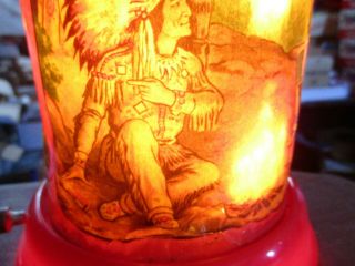 RARE ANTIQUE,  Motion Lamp HOPALONG CASSIDY W ROBBER & INDIAN SCENES FIRE & WATER 6