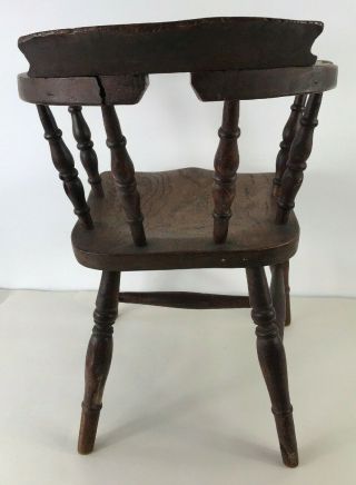 Rare Victorian Ash & Elm Child ' s Windsor Smoker ' s Bow Chair 19th Century Antique 6