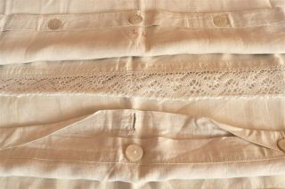 Set 3 Antique French Linen Large Shams Hand Made Lace 30 " X 31 " 76 X 78.  5 Cm