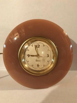 Vintage Mid Century Chelsea Electronometer Electric Clock Lucite Dusty Rose