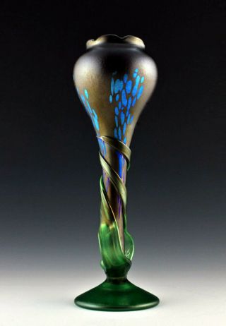 Glamorous Bohemian Art Nouveau Jugendstil Iridescent Glass Decorative Vase