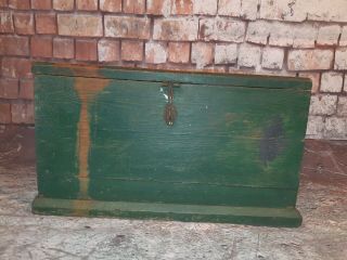 Vintage Industrial Wooden Green Storage Tool Chest Trunk Military Ammunition Box 2