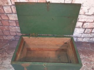 Vintage Industrial Wooden Green Storage Tool Chest Trunk Military Ammunition Box 3
