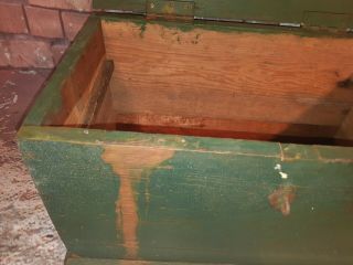 Vintage Industrial Wooden Green Storage Tool Chest Trunk Military Ammunition Box 5