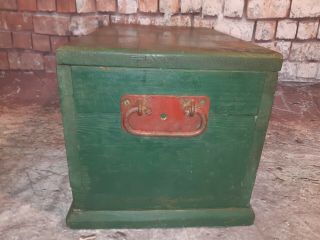 Vintage Industrial Wooden Green Storage Tool Chest Trunk Military Ammunition Box 7