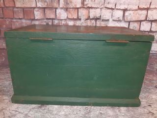 Vintage Industrial Wooden Green Storage Tool Chest Trunk Military Ammunition Box 8