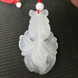 Chinese Natural Stone Agate Carving Of Goldfish Jade Pendant