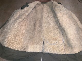 Vtg Swedish M1909 Army WWII PARKA COAT SHEEPSKIN Sweden Larsson Jacket MED M 40s 6