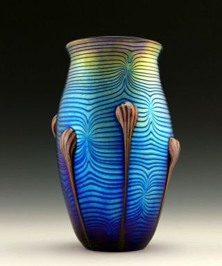 Glamorous Bohemian Art Nouveau Jugendstil Iridescent Glass Large Vase