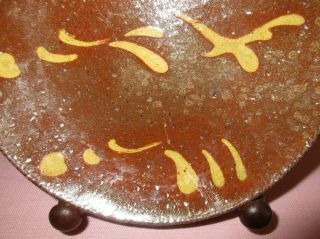 Antique 19th C Redware Stoneware Slip Decorated Small Pennsylvania Dish Plate 3