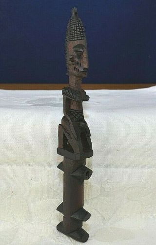 Vintage Totem 8” Wood Hand Carved Sculpture Old Tribal Ethnic Folk Art African