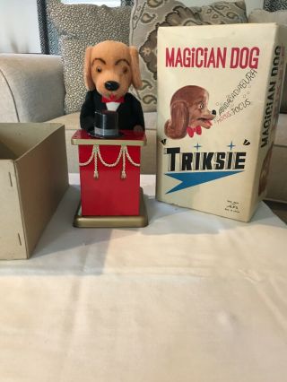 1950’s Vintage Triksie The Magician Dog.  Tin Litho Toy Made In Japan.