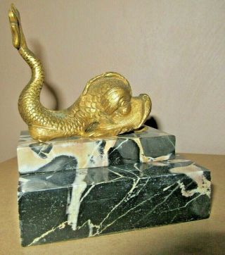 ELEGANT FRENCH ANTIQUE BRONZE MARBLE PAPER WEIGHT BOOKEND 2