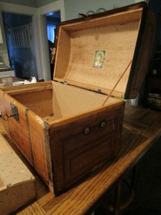 Antique hump back doll trunk. 5