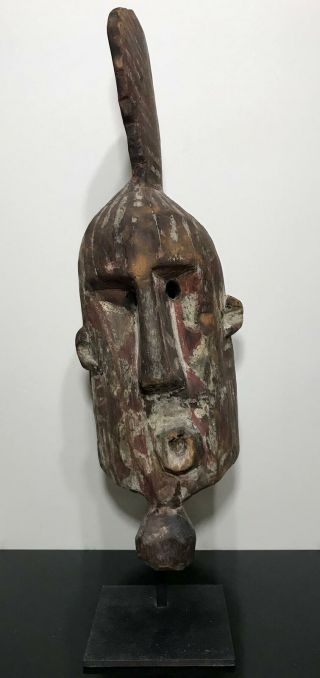 Antique African Ethnographic ? Carved Wood Sculpture Folk Art Mask Sculpture