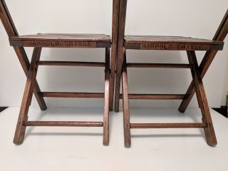Vintage Antique Wood Folding Chairs Set of 2 - Wooden Oak Local 50s 60s 3