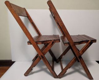 Vintage Antique Wood Folding Chairs Set of 2 - Wooden Oak Local 50s 60s 6