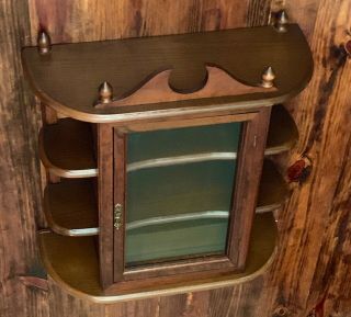 Antique Wood Mirror And Glass Wall Display Curio Cabinet Spice Rack,  9 SHELVES 2