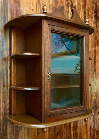 Antique Wood Mirror And Glass Wall Display Curio Cabinet Spice Rack,  9 SHELVES 3