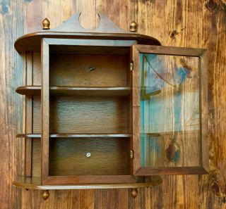 Antique Wood Mirror And Glass Wall Display Curio Cabinet Spice Rack,  9 SHELVES 5