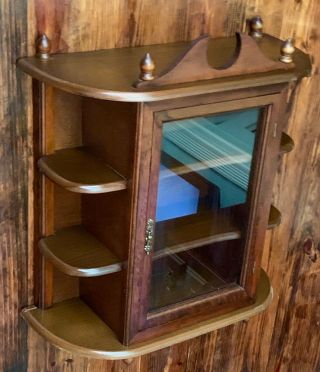 Antique Wood Mirror And Glass Wall Display Curio Cabinet Spice Rack,  9 SHELVES 6