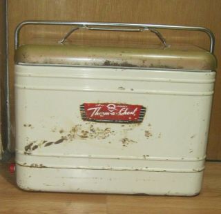 Vintage Therma - A - Chest Retro Metal Cooler With Can Opener Plug Tray