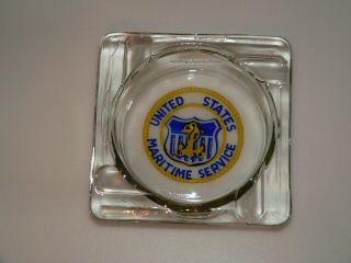 Vintag United States Maritime Service Acl Glass Ashtray Uncommon Historical Find
