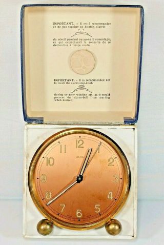 Vintage Oris Swiss Made Desk/travel Alarm Clock