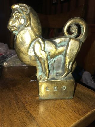 Vintage Heavy Art Deco Bronze Or Brass Lion Leo Statue Fred Press 2