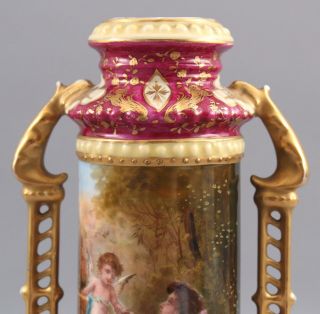 Antique Hand Painted French Porcelain Artist Signed Vase Gold Gilt 4