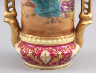 Antique Hand Painted French Porcelain Artist Signed Vase Gold Gilt 6