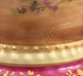 Antique Hand Painted French Porcelain Artist Signed Vase Gold Gilt 7