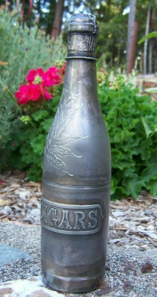 Antique Pairpoint Mfg Co Bedford 1921 Silver Champagne Bottle Cigar Humidor