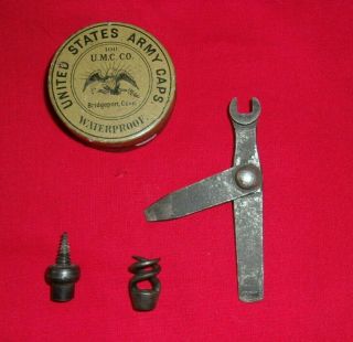 civil war non dug,  musket wrench,  screw,  wiper,  cap tin 2