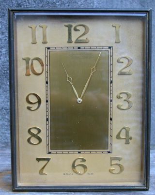 Vintage Bronze Gold Rectangular Grenad Swiss Watch Co Desk Clock 15 Jewels 7x5 "