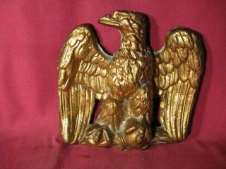 Antique Mid 19th C American Stamped Brass Eagle Finial Or Flag Pole Topper