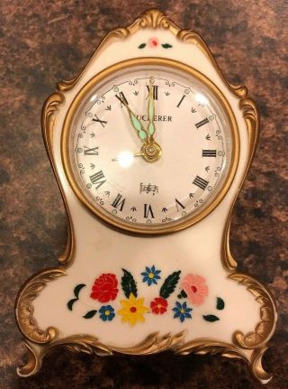 Vintage Bucherer Musical Flower Wind - Up Alarm Clock Lador Switzerland Edelweiss