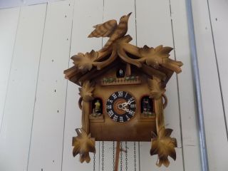 Older Vintage Coo - Coo Clock With Music Box Dancers - Made In Germany