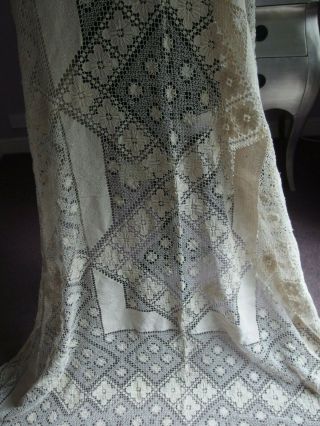 antique handmade filet lace bedspread throw table cover 3