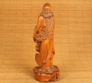 Big Antique Old Boxwood Hand Carved Bodhidharm Statue Figure Collectable Netsuke