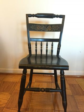 Hitchcock Dining Chair - Black,  With Classic Stenciled And Gold Details
