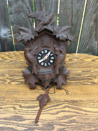 Vintage German Black Forest Cuckoo Clock,  Birds & Leaves,  Parts / Restoration