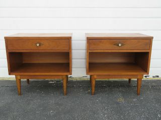 Mid Century Modern Inlay Nightstands Side End Tables By Basic Witz 9603