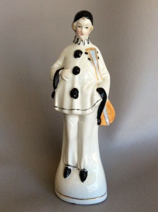 Antique German Porcelain Forlorn Pierrot Mandolin Figurine Commedia Dell’arte