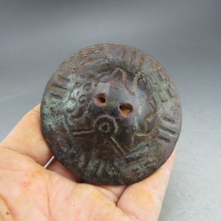 Chinese,  Jade,  Natural Black Magnet,  Hongshan Culture,  Ufo,  Pendant W201