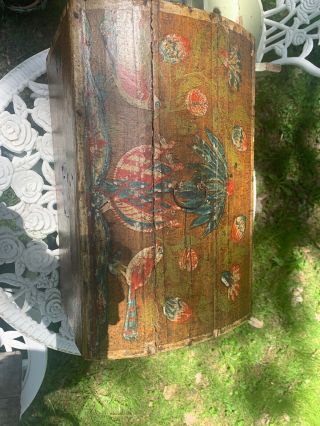 Antique Early 1800’s Painted/Decorated Small Brides Box 4