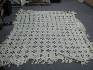 Vintage Full Queen Handmade Star Crochet Lace Bedspread Coverlet 65 " X 80 "