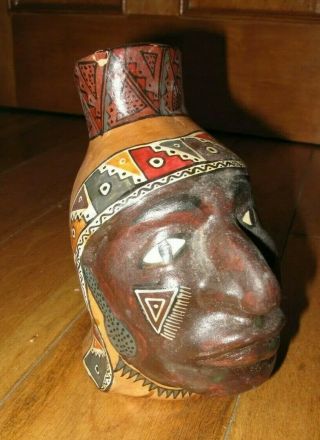 Vintage Native American Ceramic Hand Painted Face Jug - Lovely Item