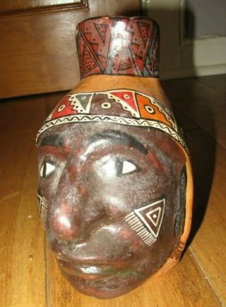 Vintage Native American Ceramic Hand Painted Face Jug - Lovely Item 2